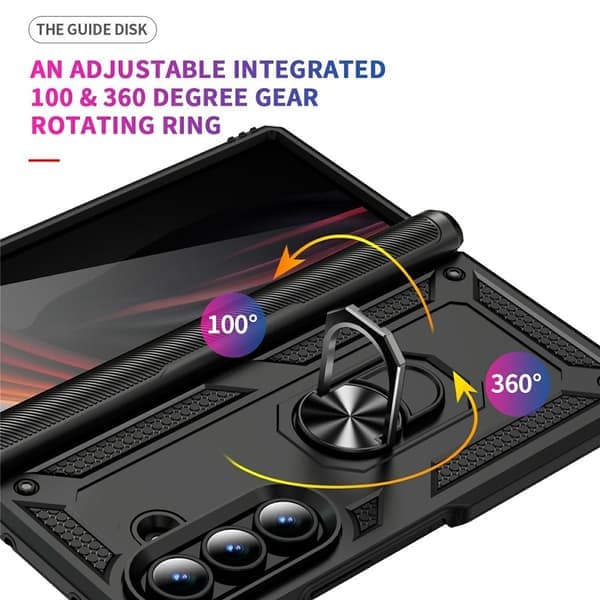 Samsung Z Fold7 Armor Metallring Skal - Musta Musta