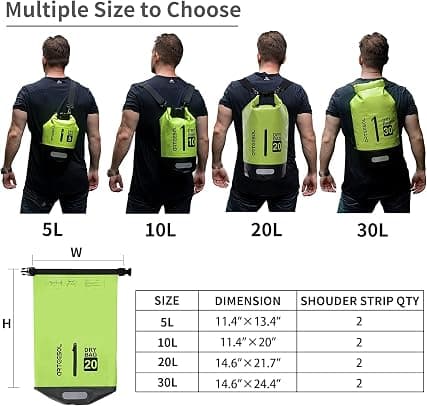 Vanntett tørrpose 5L 10L 20L 35L Vanntett pose med lang justerbar stropp OLIVE GREEN 30L