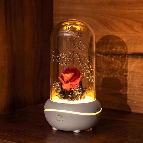 Evig Rose Blomst Lampe Aromaterapi Duft Natlampe Boligindretning Rød