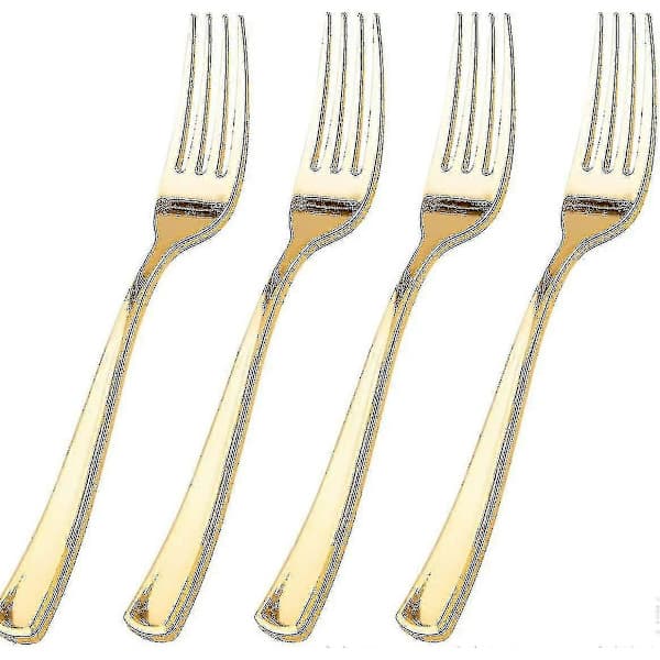 Althee 100-pakning Gull Plastgafler 18,8 cm Engangsservise Gull