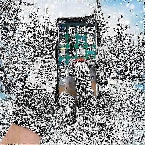 1 Par Vinter Touch Screen Handskar Snöblomma Tryck Vinter Tjocka Stickade Handskar Sms Vantar Varma Pekskärmsvantar