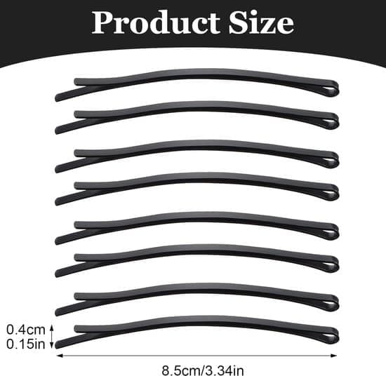 12 suoraa hiuspinniä - Hiusklipsit - Suuret klipsit - 8,5 cm metallia - Musta