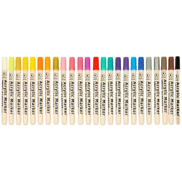 24-pack – Vattenfasta pennor för sten, glas, tyg & DIY Flerfärgad