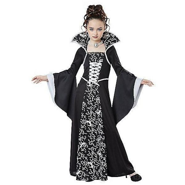 2024 nyt Halloween heks kostume, børns rollespil middelalderlig retro heks kjole White 160