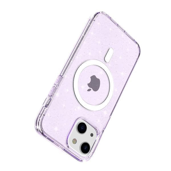 Glitter MagSafe Skal iPhone 14 Transparent Lilla