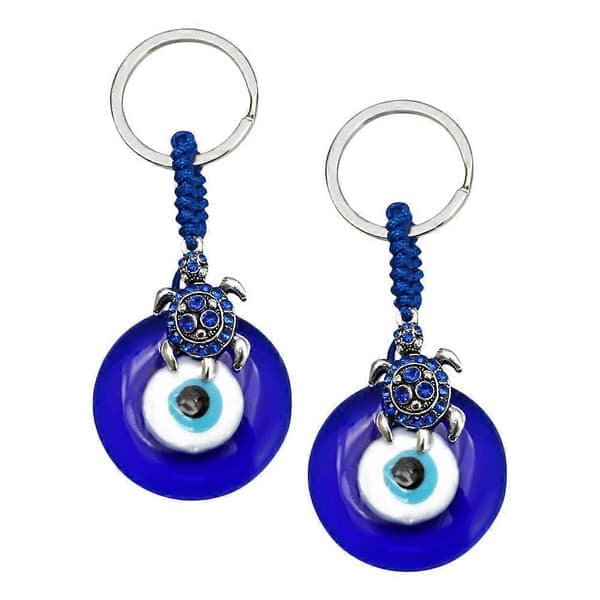 Nøglering Evil Eye Protector Nøglering Modestil Glasmateriale Blandet Farve 9x4 Cm 2 Stk Blandede Farver