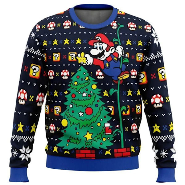 Julgåva Jultröja Go-Kart Jultröja Gåva Tomte Pullover Cartoon Herrtröja Höst och Vinter Fleece Hoodie style 7 4XL