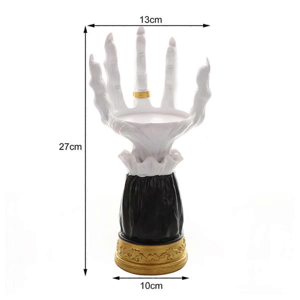 Halloween Resin 3D Häxhand Ljusstake - Skräck Gotisk Skrivbordsbricka, Läskig Heminredning för Halloween-temafester