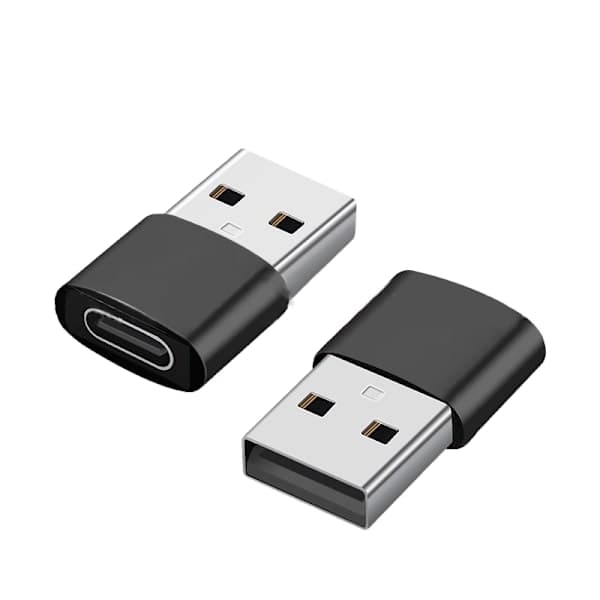 INF 2-pack USB-C till USB-adapter, dataöverföring och laddning, svart Variety