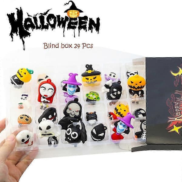 Adventskalender Nedräkning - Horror Night Uppgraderad Halloween Blind Box, 24 st Julöverraskningspresent D