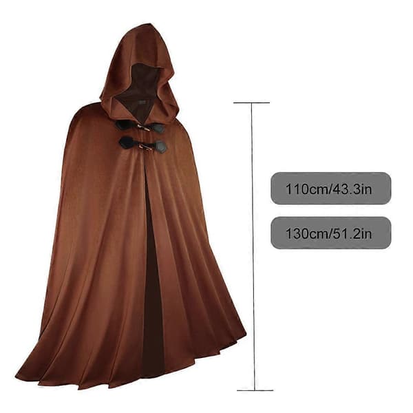 Julekappe til Kvinder Børn, Hollandsk Fløjl Polyester Kappe, Feriefestival Performance Kappe, Jule Scene Kostume Hætte Kappe brown L130CM