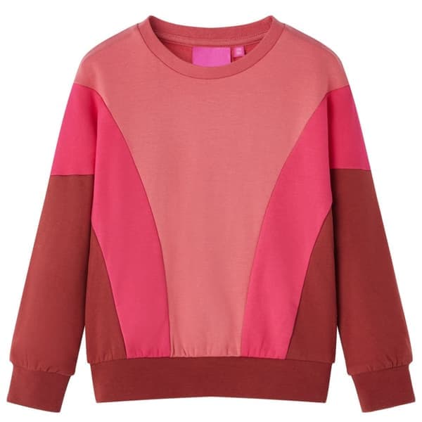 Genser til barn fargeblokk rosa og henna 92