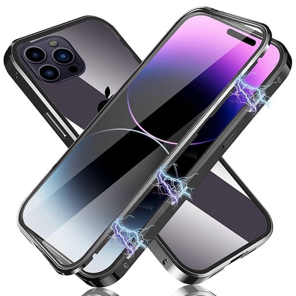 iPhone 15 Pro max - Tyylikäs magneettinen kaksoissuoja hopea Silver