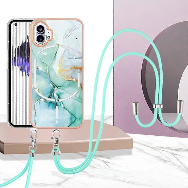 Til Nothing Phone 1 Galvanisering Marmormønster TPU Telefoncover med Snor
