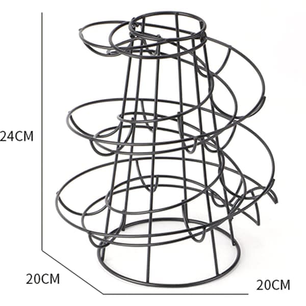 Æggedispenser Stand Spiral Design Metal Æggekarrusel Fritstående Tråd Kyllingeopbevaring Organizer Display Holder Sort - XF19 - Sort