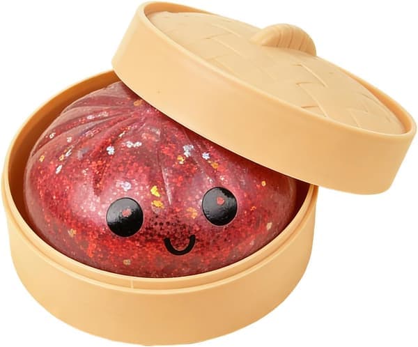 10 cm Jumbo Glitter Regnbue Dumpling Stressaflastende Sensorisk Legetøj Med Angcocar Æske, Langsomt Stigende Dekompression Dumplings til Voksne red
