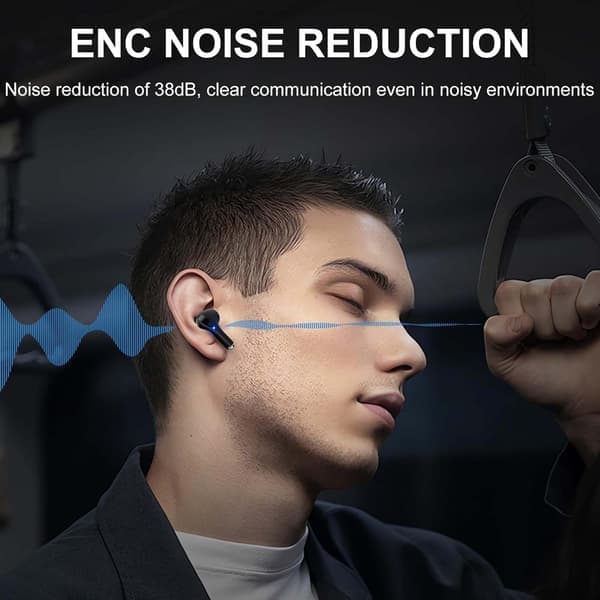 TWS trådløse in-ear hovedtelefoner ENC, Bluetooth 5.3, LCD-display og touch-kontrol Hvid