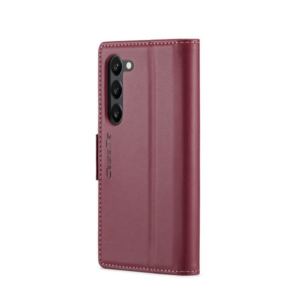 Samsung Galaxy S24 Scale CaseMe 023 Butterfly Buckle Litchi Texture RFID Antitheft Leather Wine Tired Vinrött