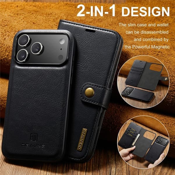 DG MING iPhone 17 Pro Max 2-i-1 Magnet Lommebokdeksel