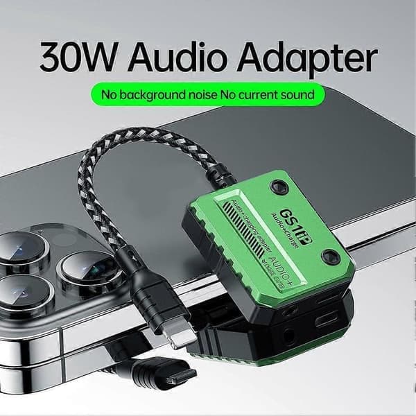 GS1 30W Quick Charge Adapter Audioadapter til iPhone Aux 3.5mm Audio Converter til iPhone 12/13/14