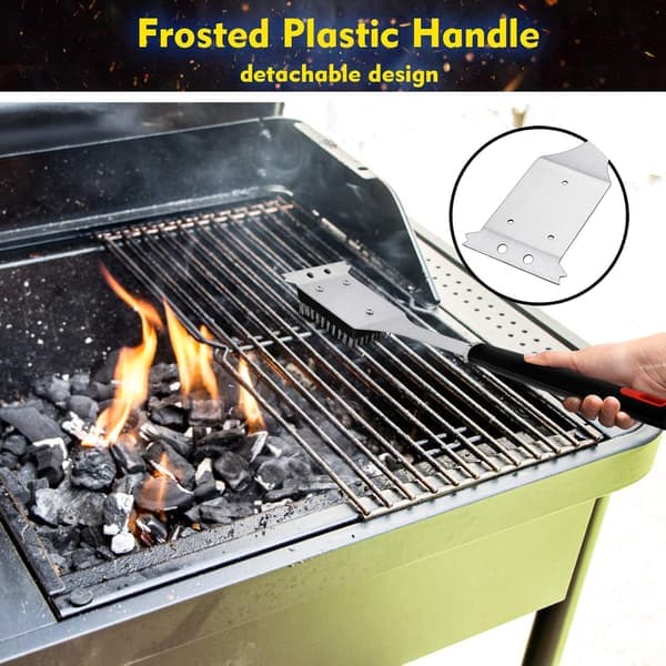 4 stk. erstatningshoder for grillbørste, stålbørste, gratis grillrengjøring, utskiftbare hoder passer til BBQ-renser