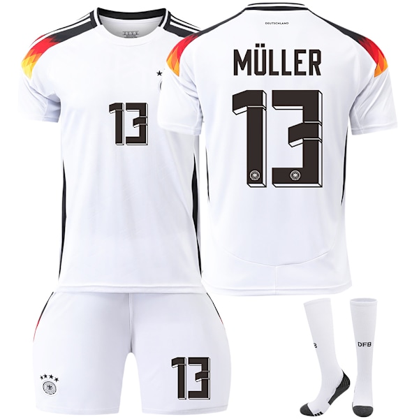 Euro 2425 Tyskland hjem nr. 13 Muller fotballdraktsett No. 13 Muller 2XL