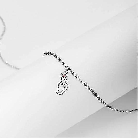 BTS Halskjede Gave til Kvinner Jenter, Fingerhjerte Anheng, Kpop Army Smykker Merchandise Tilbehør
