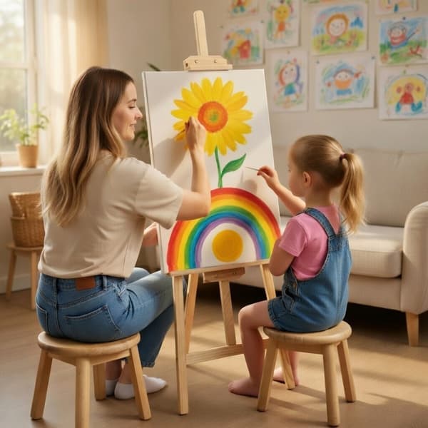 Maalausteline puusta säädettävällä korkeudella - 139 cm