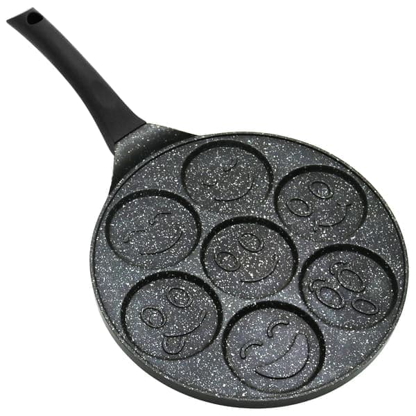 Universell pannekakepanne for gass- og induksjonstopper med non-stick-overflate og 7 glade ansikter