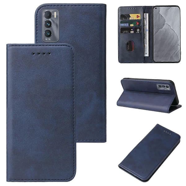 Magnetisk PU-lær flip-telefondeksel for Realme GT Master Blue