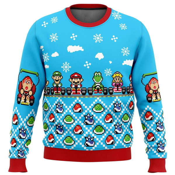 julegave julesweater gokart julesweater gave julemanden pullover tegneserie herre sweatshirt efterår og vinter fleece hættetrøje style 8 M