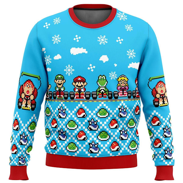 Julegave Juletrøje Go-Kart Juletrøje Gave Julemand Trøje Tegneserie Mænds Sweatshirt Efterår og Vinter Fleece Hoodie style 8 L