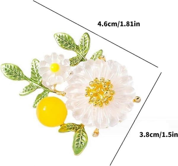 Daisy Perlebroche med Grønt Bladdesign til Formelle Begivenheder og Fester, Elegant Blomstersmykke Tilbehør