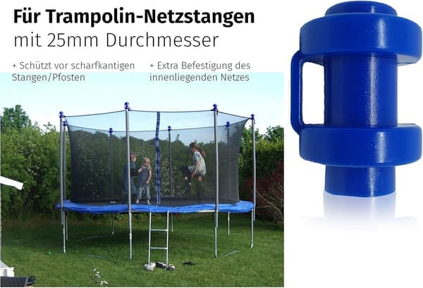 8 x 25 mm blå endestykker til trampolinestang