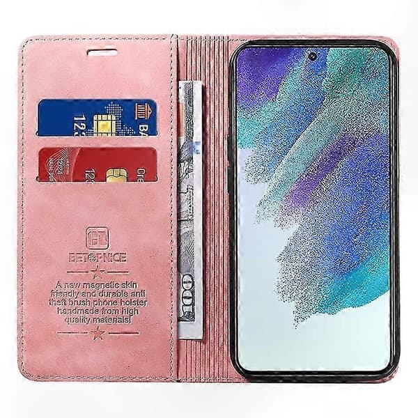 PU-Lær RFID-Blokkerende Lommeboketui med Stativfunksjon for Galaxy A52-Serien Pink