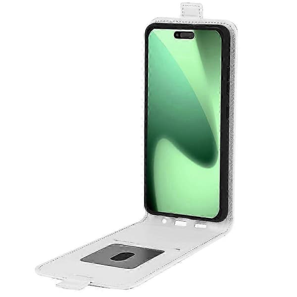 iPhone 17 Pro Skal med Vertikalt Flip Läder, Kortfack Plånboksfodral, Skyddande Mobilskal White