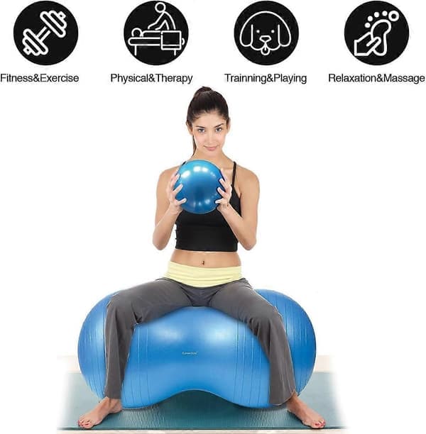 Træningsbold, Peanutbold, Træning Yoga Pilates Coretræning og Fysioterapi Blå 90cm X 45cm