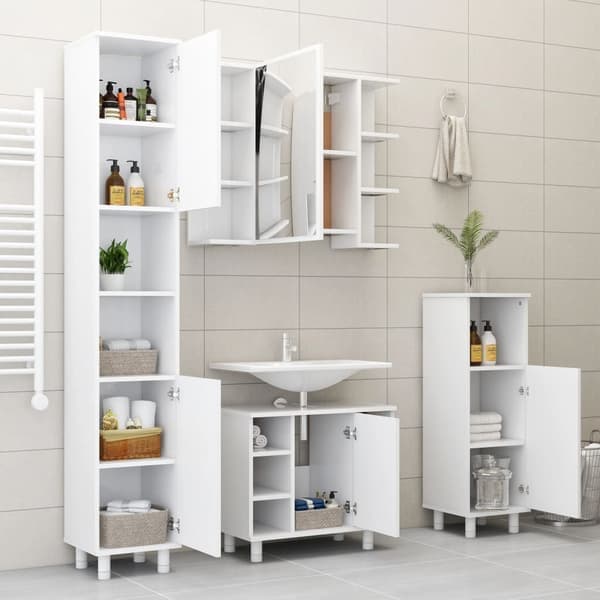 VidaXL baderomsskap hvit 30x30x95 cm konstruert tre