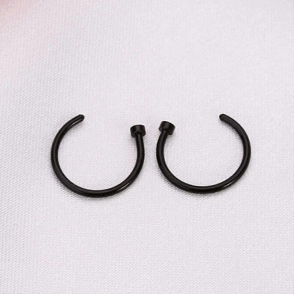 2 stk. Unisex Kirurgisk Stål Hængslet Klikker Segment Næseringe Bøjle Helix Brusk Øreringe Titanium Stål Kropspiercing Stud, Sort Black