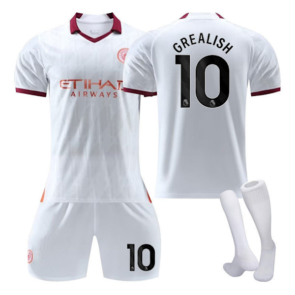 23-24 Manchester City Vieraspaita Manchester City Jalkapalloasu Aikuisten ja Lasten Urheiluvaatteet NO.10 GREALISH XL