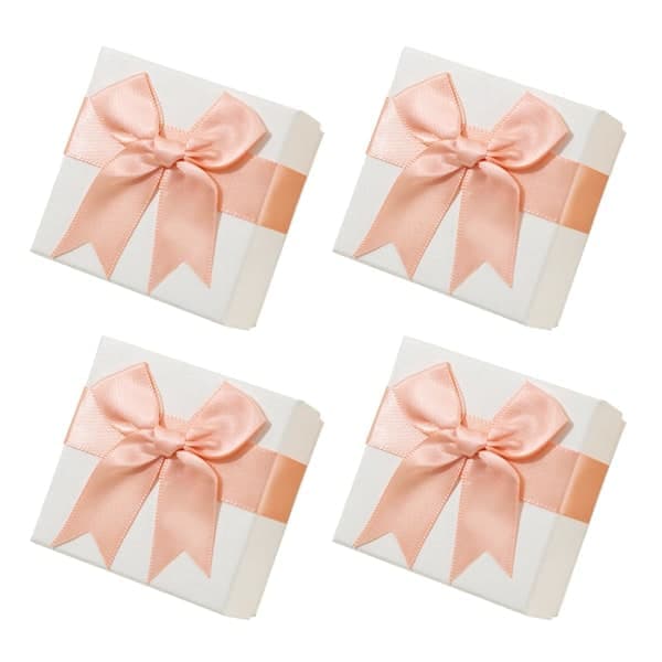 4 st små presentaskar för smycken, 7x7x3,5 cm smyckesdisplay presentaskar med rosett