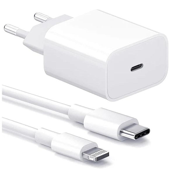 Hurtigoplader 20W til Apple-enheder, USB-strømadapter med 2m kabel, Lightning-stik, Apple-interface 2 stk Apple Interface 2pc