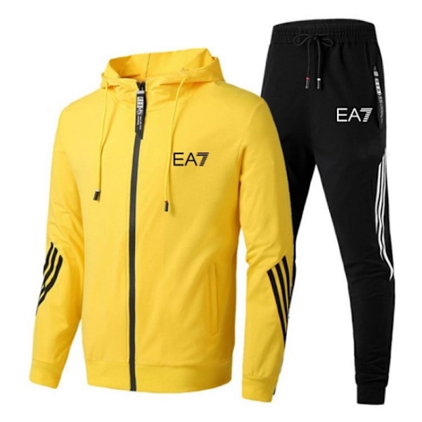 2425 Nytt Casual Sportswear Hettestrikket for menn, Løpesportsklær for menn og kvinner Yellow 2XL