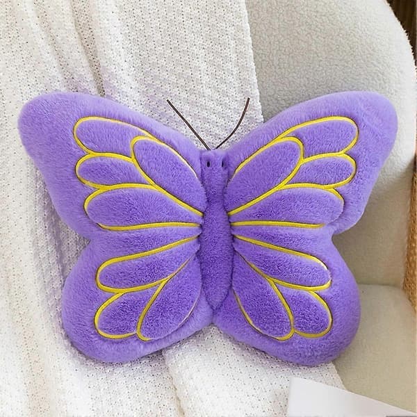 Fjärilskudde Dekorativ sommerfugleformet pyntepude Blød plys pude Dekor til soveværelse stue sofa violet