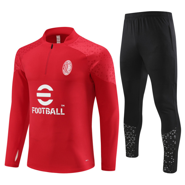 23-24 Ny AC långärmad halv-drag träningsdräkt långärmad tröja dräkt julklapp red M