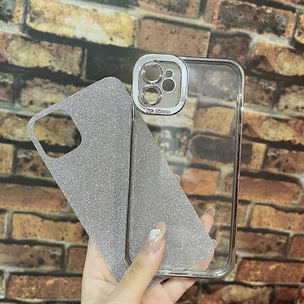 iPhone 12 Pro Glitter Lyx Skal - Sött Flexibelt Pläteringsskydd, Kameraskydd, Stötsäkert, Modedesign för Kvinnor & Män Silver standard
