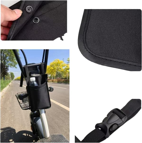 Elscooter-väska, 2-pack cykeltelefonstyrväskor vattentät förtjockad tyg liten cykelväska framstyre & ram universal