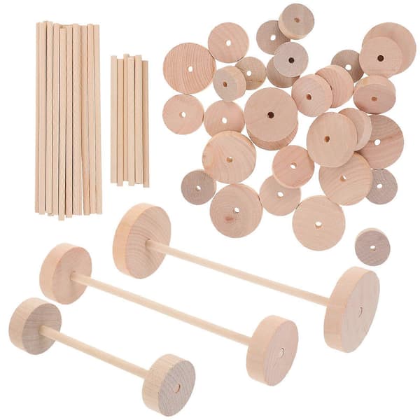 1 sett med mini trehjul tilbehør Trehjul Ubehandlede trehjul for DIY billeke