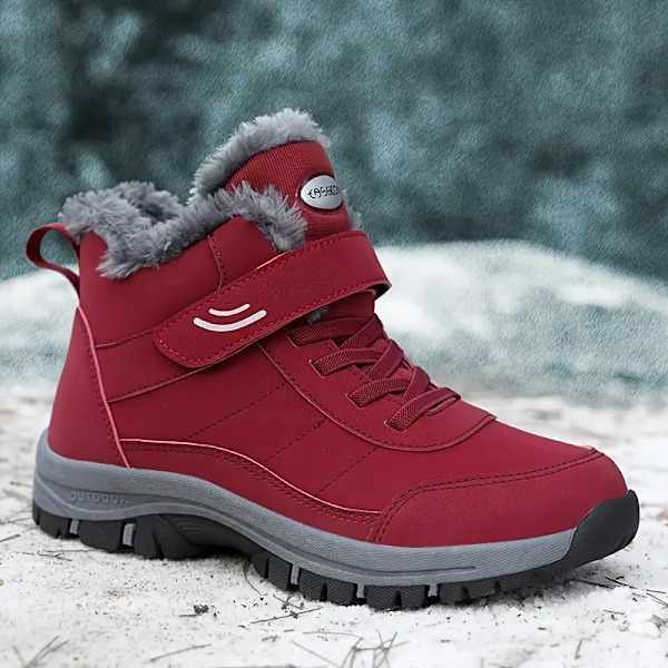 Vinterstøvler til mænd og kvinder, vinter-sne støvler, plysforet, anti-slip og varme, tykke og plyssede varme vandrestøvler Red 41