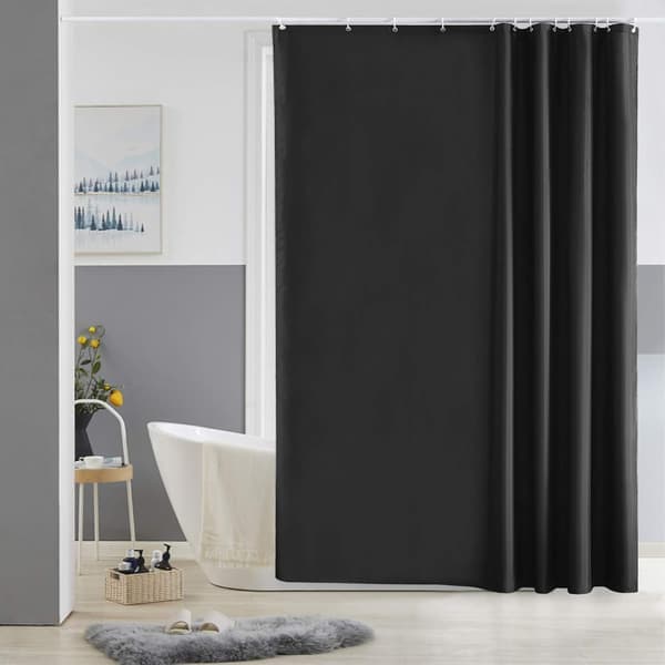 Anti-mugg dusjforheng svart vaskbart polyesterstoff vanntett badekar dusjforheng med krok 180x180 cm - FF